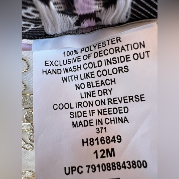 Rare Editions - Gold flower embroidery mesh Ivory baby 2pc dress (Size 12m) NWT - Picture 5 of 6